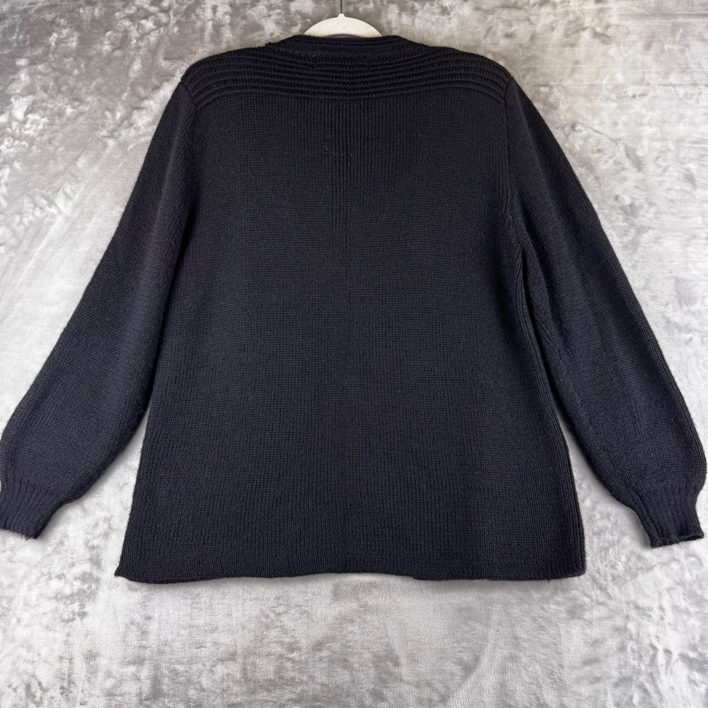 Peruvian Link Cardigan Women M/L Black Alpaca Open Front Knit Sweater (1502) - Picture 8 of 12